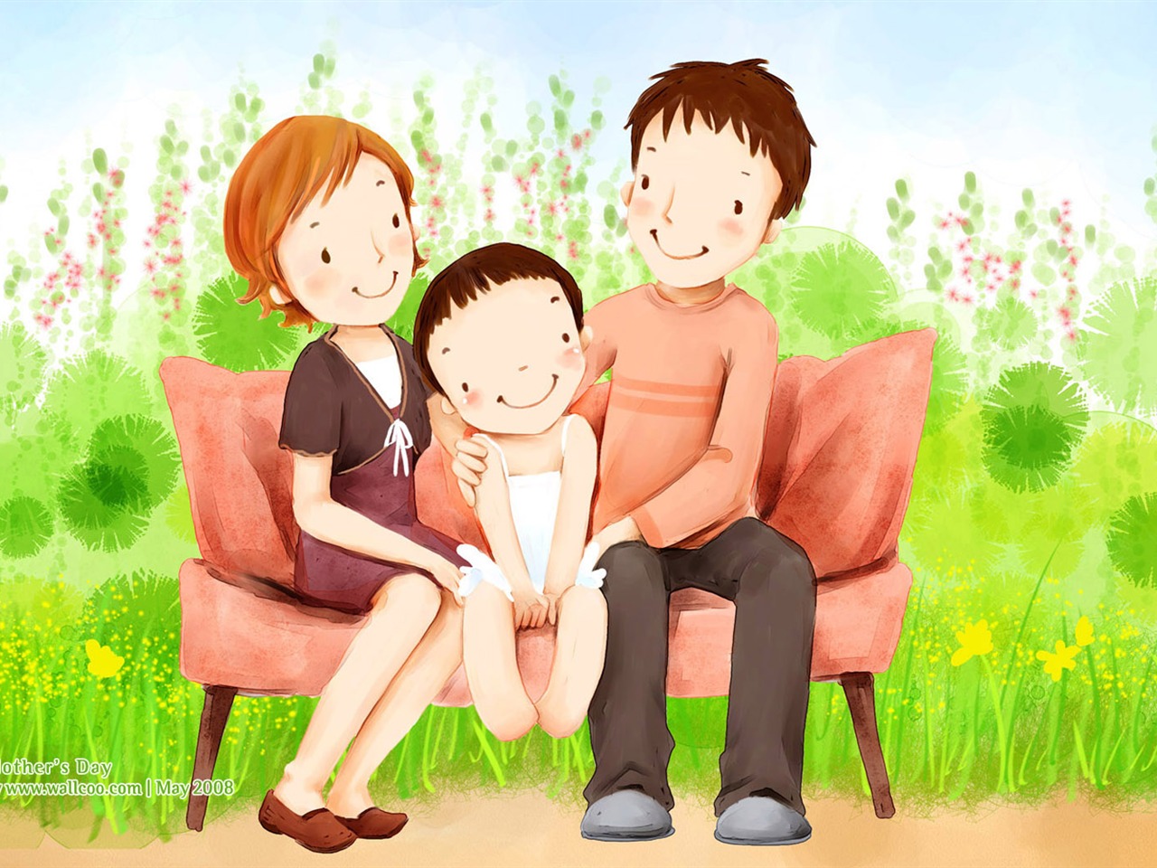 Sweet Family Day - Lovely Cartoon illustration of Sweet Family ...