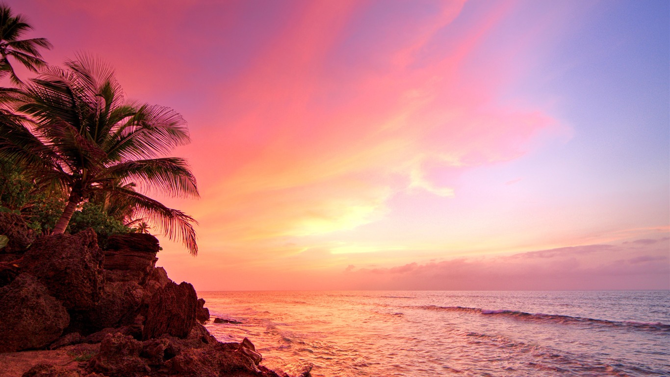 Puerto Rico Coucher De Soleil Plage Voyage Hd Fond Décran